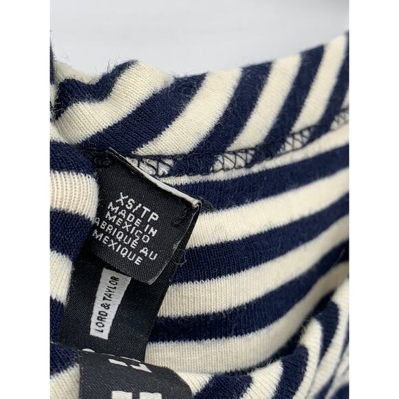 DESIGN LAB LORD & TAYLOR Women's Navy-White Striped Crewneck Maxi Dress SZ XS - Picture 9 of 11